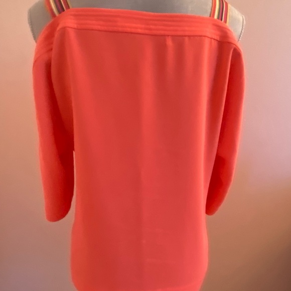 Trina Turk Vibrant Coral Off-Shoulder Blouse NWOT - Picture 4 of 5